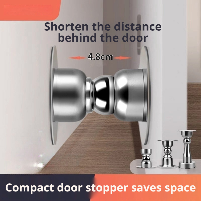 Home Bathroom Hardware - Silver Stainless Steel Magnetic Door Stopper