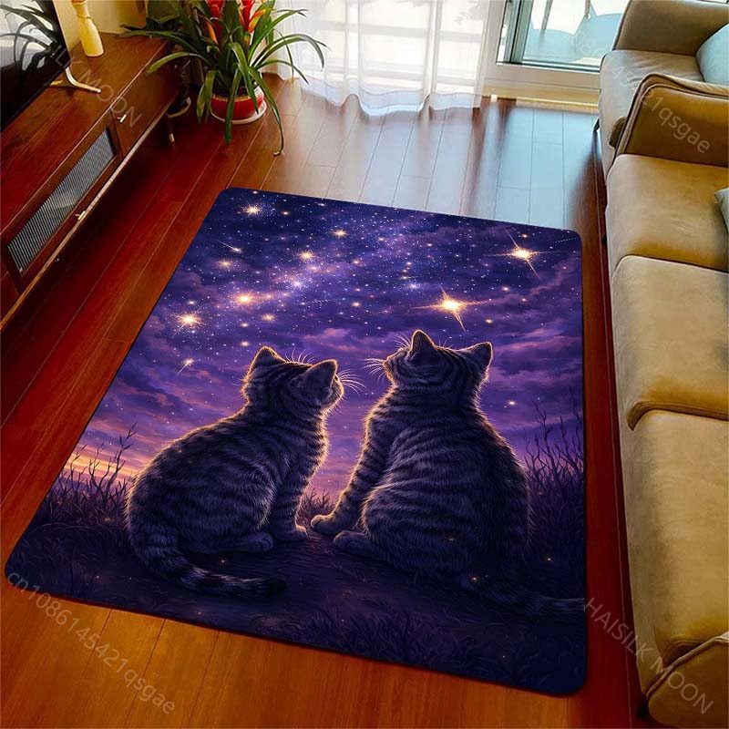 Home Bathroom With Two Toilets - 1PC Two cats gaze at stars