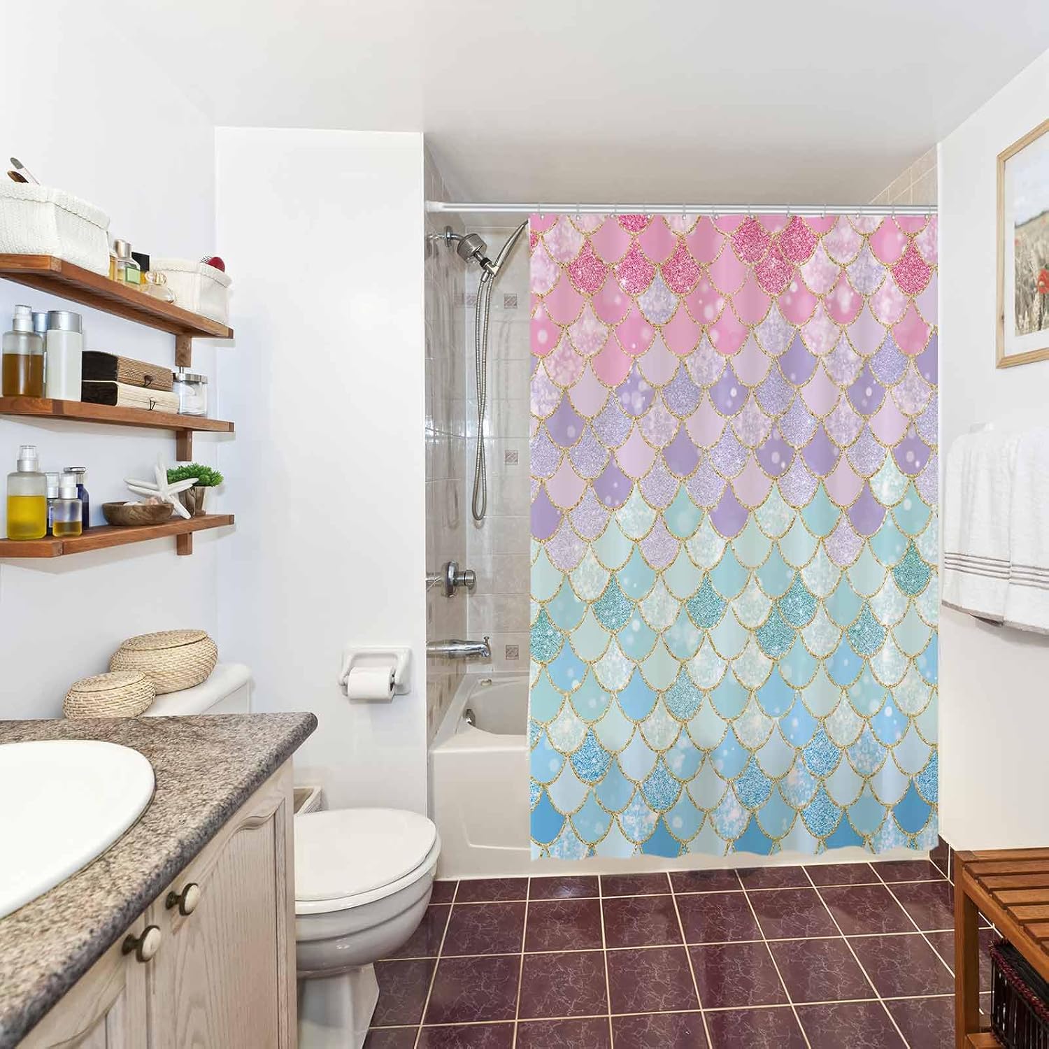 Mermaid Scales Shower Curtain  - Home Bathroom Scales 评论和价格