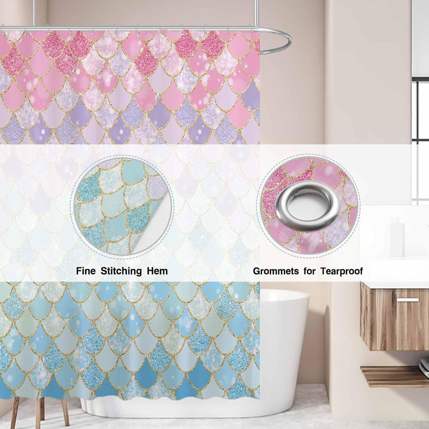 Mermaid Scales Shower Curtain  - Home Bathroom Scales 评论和价格
