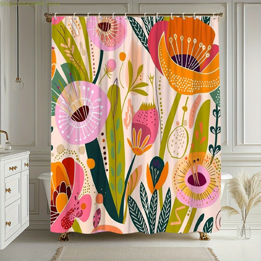 Vibrant Floral Pattern Shower  - Home Decor Bathroom Ideas 评论和价格