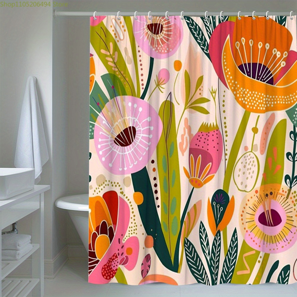 Vibrant Floral Pattern Shower  - Home Decor Bathroom Ideas 评论和价格