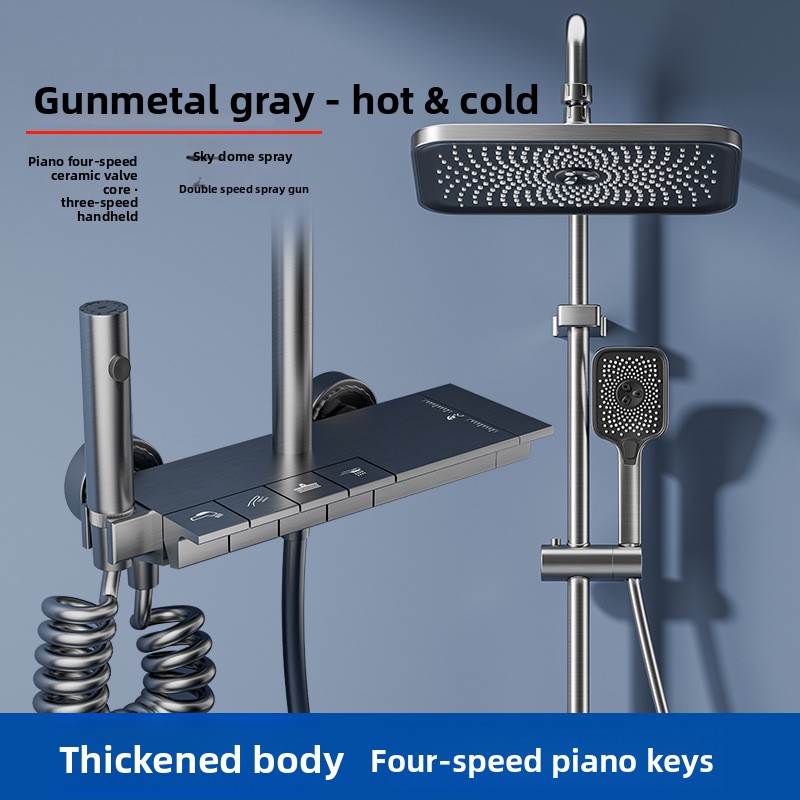 Gunmetal Gray Shower Head Syst - Home Bathroom Set 评论和价格