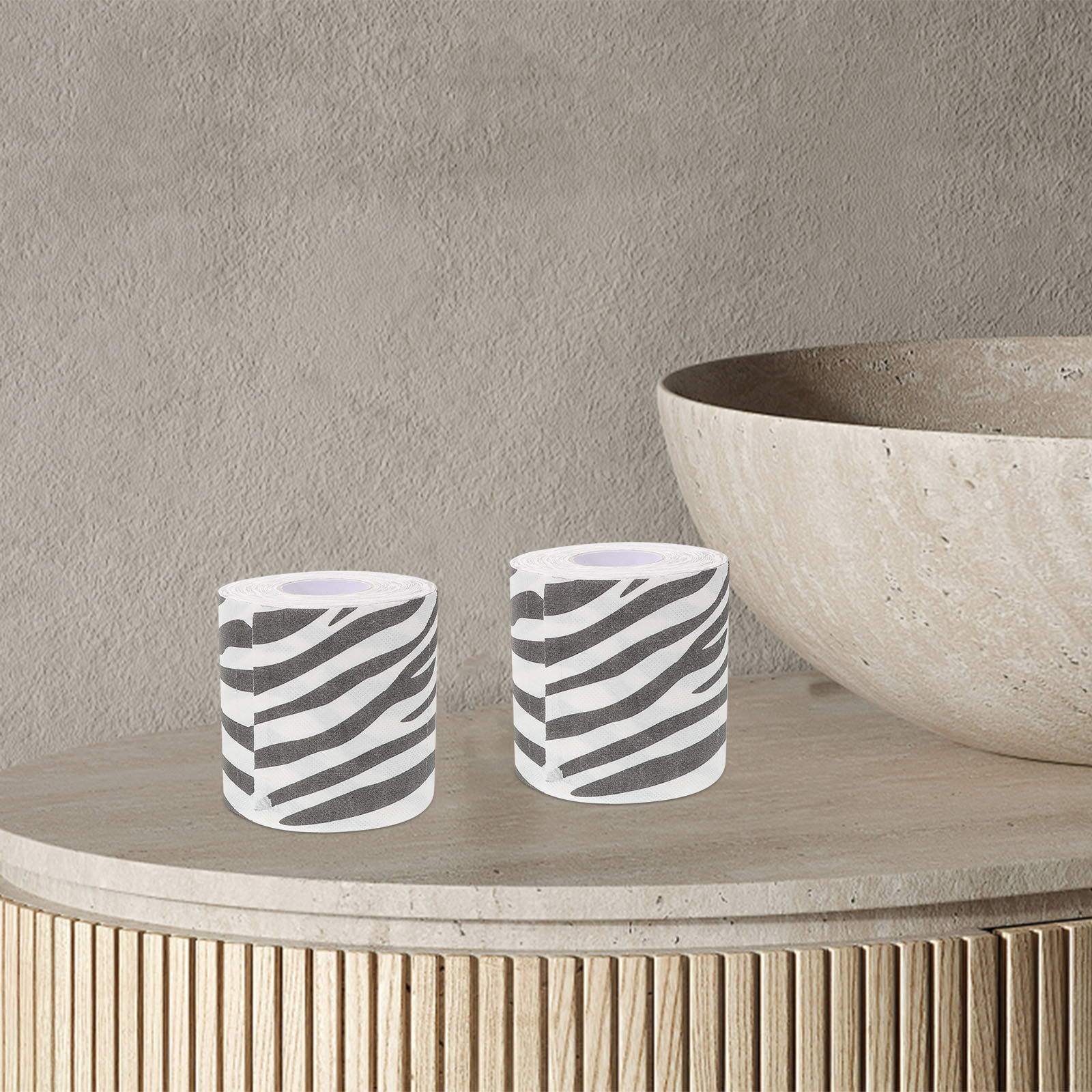 2Pcs Zebra Print Toilet Paper  - Home Bathroom Design 评论和价格