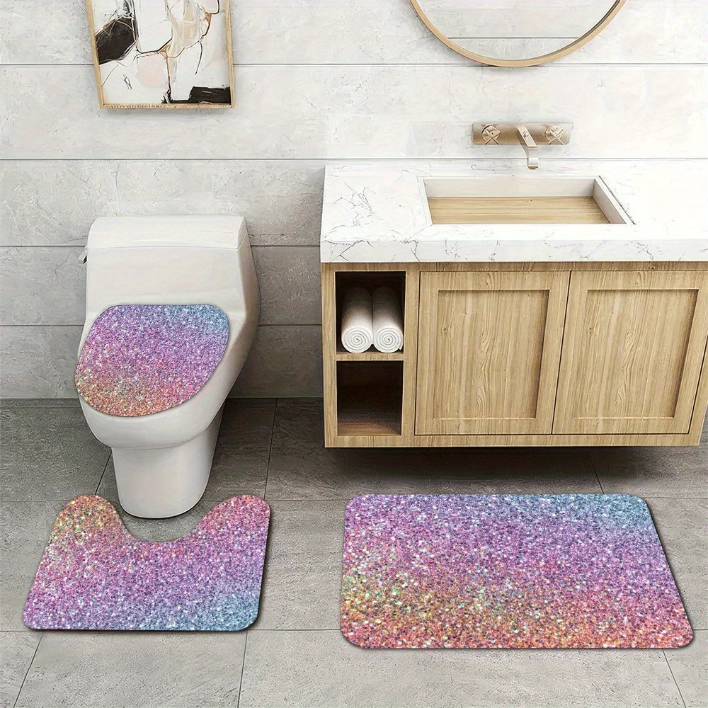 Luxury Glitter Bath Mat Set fo - Home Made Bathroom Vanity 评论和价格