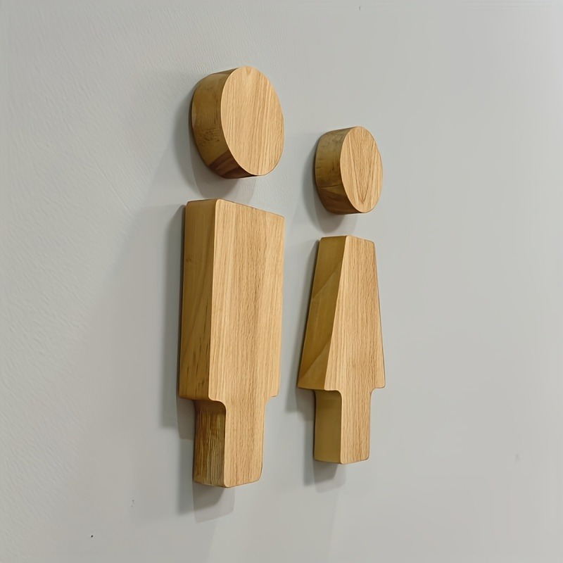 2PCS Wooden Bathroom Sign for  - Home Creation Bathroom 评论和价格