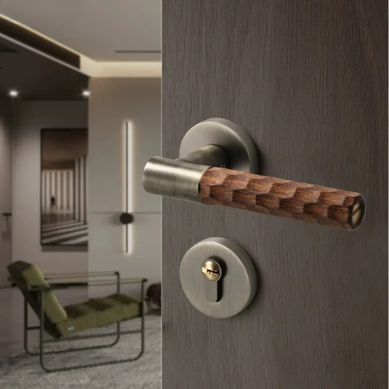 Wooden Door Handle Zinc Silent - Home Bathroom Hardware 评论和价格