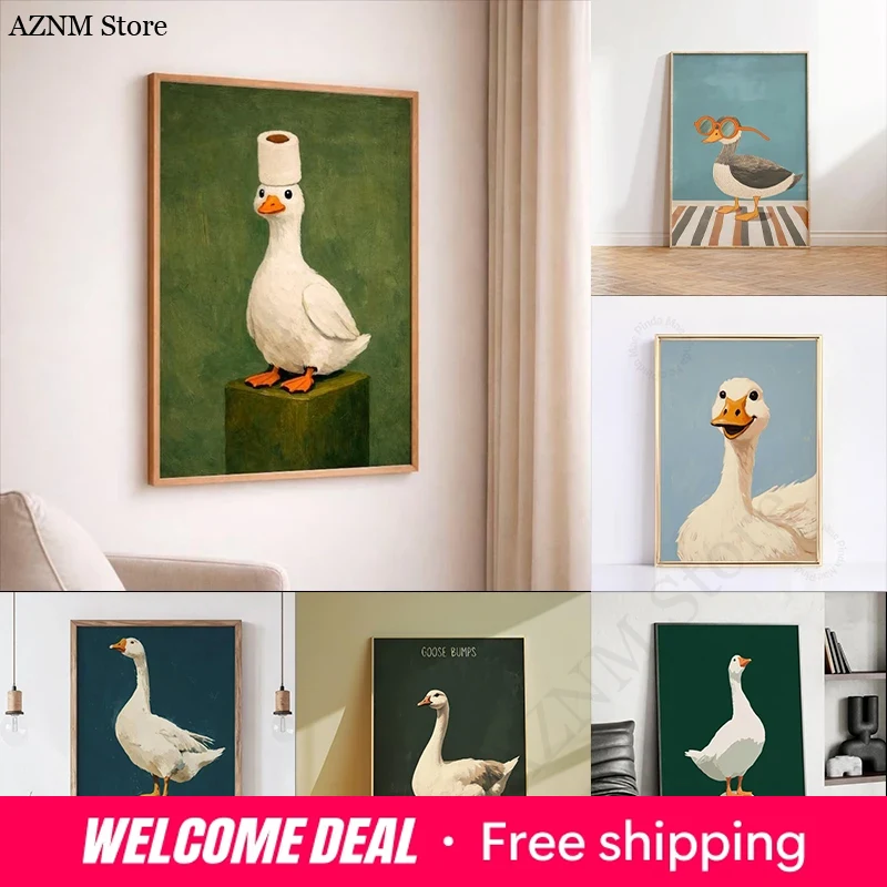 Duck Goose Poster, Funny Bathr - Home Decor Bathroom Ideas 评论和价格
