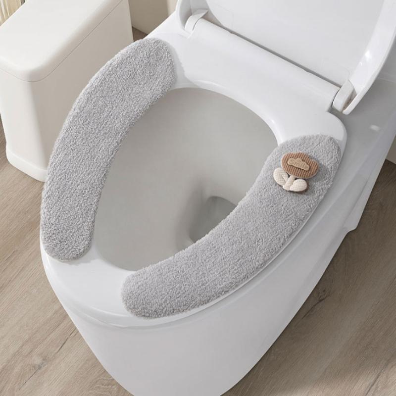 1Pair Winter Plush Toilet Seat - Home Bathroom With Two Toilets 评论和价格