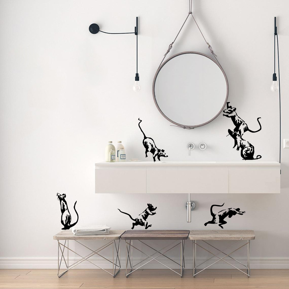 5Pcs Banksy Toilet Rats Wall S - Home Bathroom Wall Tiles 评论和价格