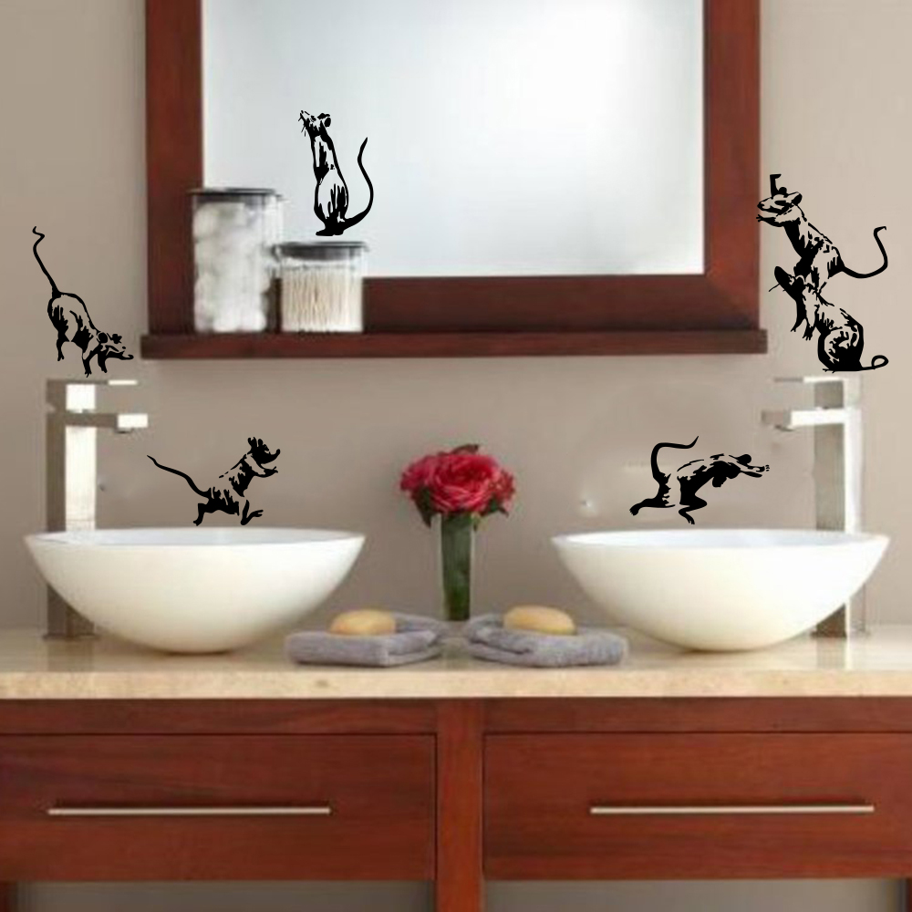 5Pcs Banksy Toilet Rats Wall S - Home Bathroom Wall Tiles 评论和价格