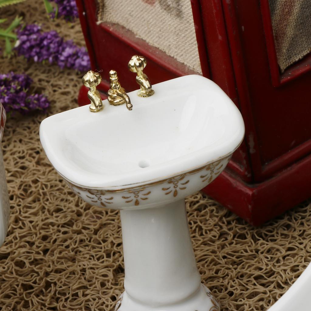 Ceramic Dollhouse Bathroom Set - Home Bathroom Scales 评论和价格