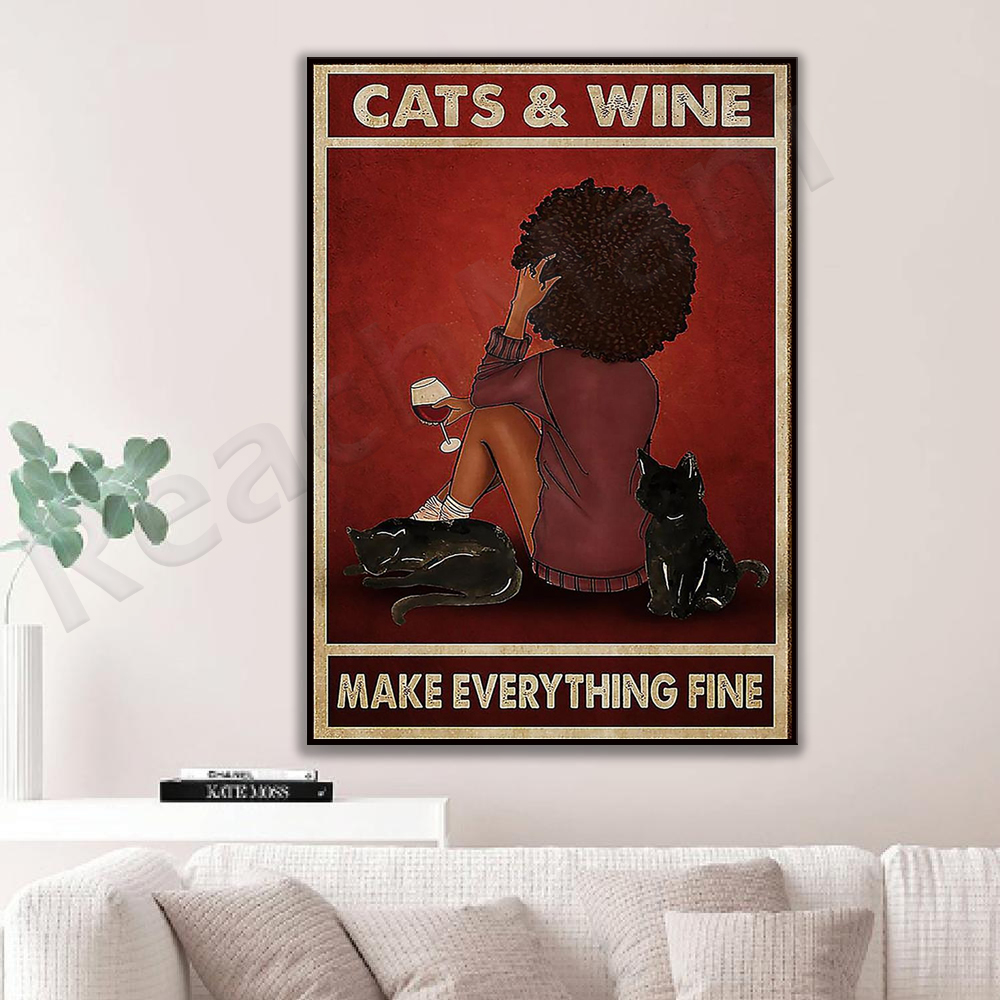 African girl cats and wine mak - Home Goods Bathroom Mirrors 评论和价格
