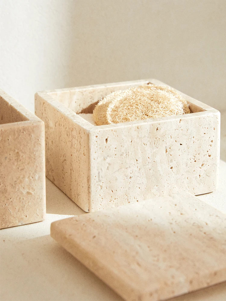 Travertine Storage Container f - Bath Salts Jar 评论和价格