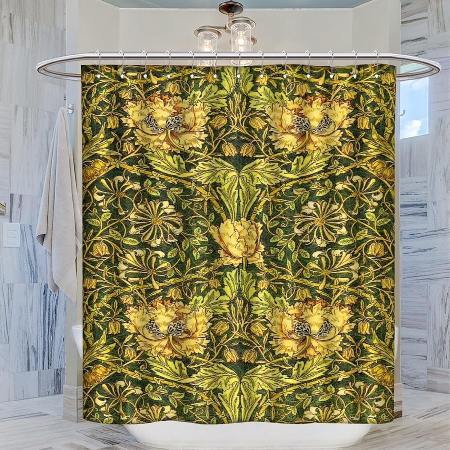 Waterproof Botanical Shower Cu - Home Decor Bathroom Ideas 评论和价格