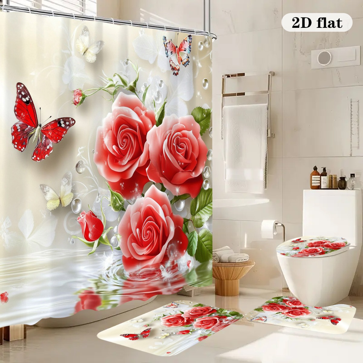 2D Flat, 2D FLat 4pcs Bathroom - Home Bathroom With Two Toilets 评论和价格