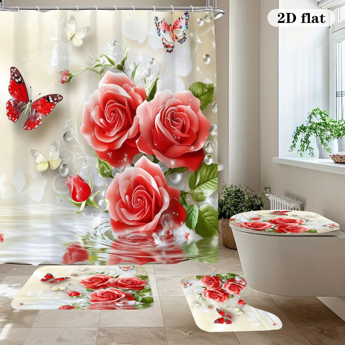 2D Flat, 2D FLat 4pcs Bathroom - Home Bathroom With Two Toilets 评论和价格