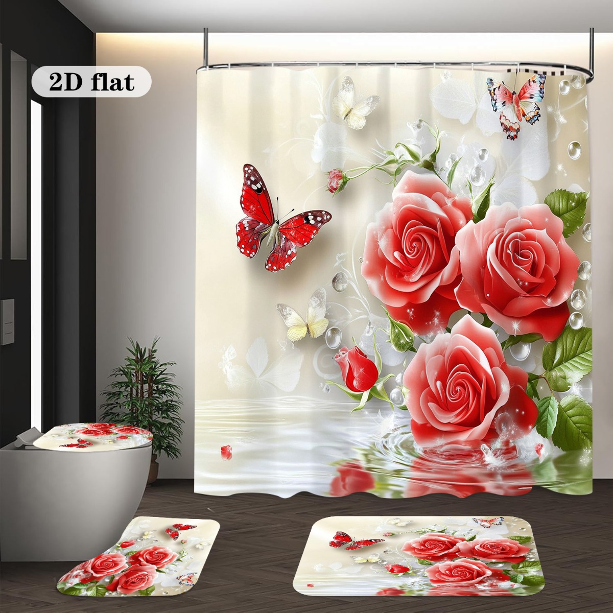 2D Flat, 2D FLat 4pcs Bathroom - Home Bathroom With Two Toilets 评论和价格
