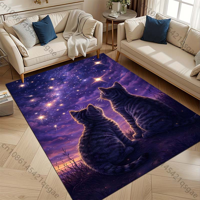 1PC Two cats gaze at stars Pri - Home Bathroom With Two Toilets 评论和价格