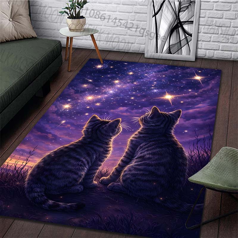 1PC Two cats gaze at stars Pri - Home Bathroom With Two Toilets 评论和价格