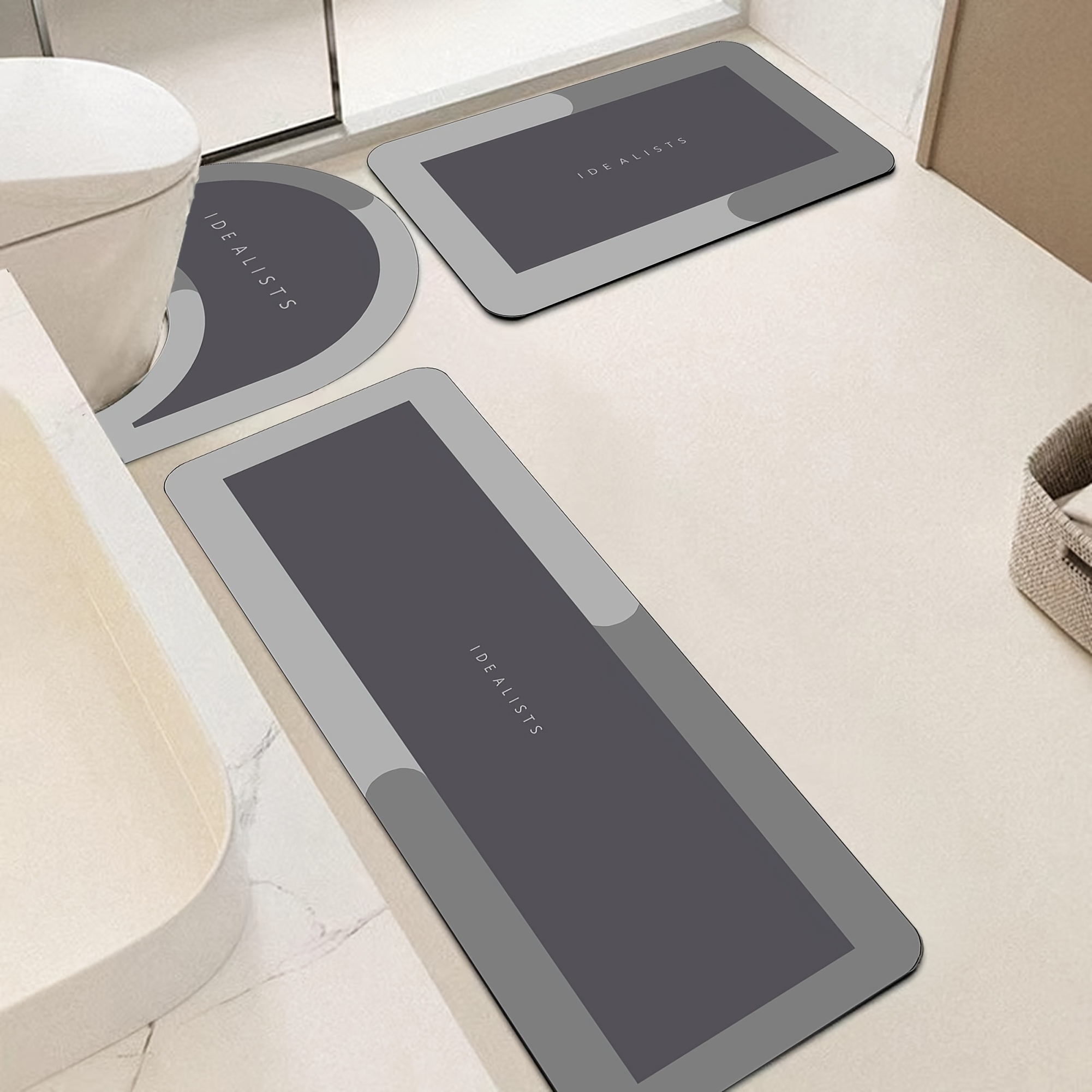 Modern Minimalist Bath Mat Set - Home Made Bathroom Vanity 评论和价格