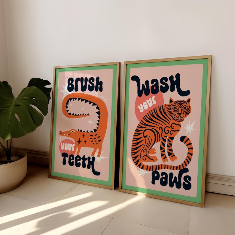 2pcs/set Tiger Wash Your Paws  - Home Bathroom Set 评论和价格