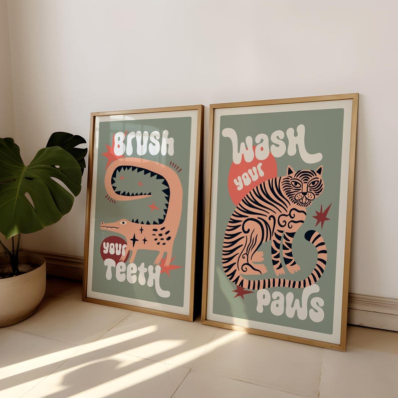 2pcs/set Tiger Wash Your Paws  - Home Bathroom Set 评论和价格