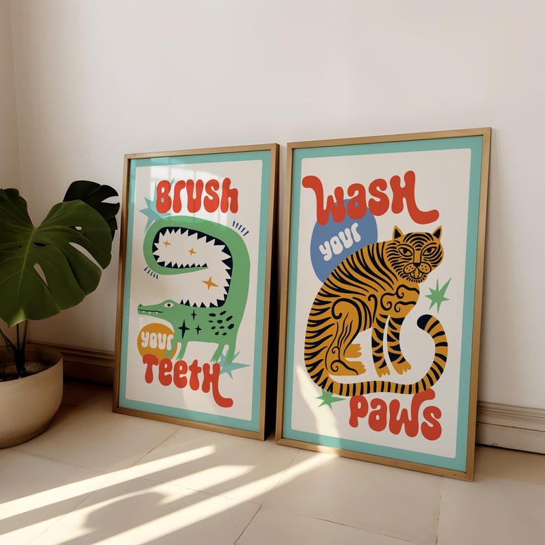 2pcs/set Tiger Wash Your Paws  - Home Bathroom Set 评论和价格