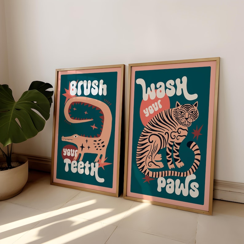 2pcs/set Tiger Wash Your Paws  - Home Bathroom Set 评论和价格